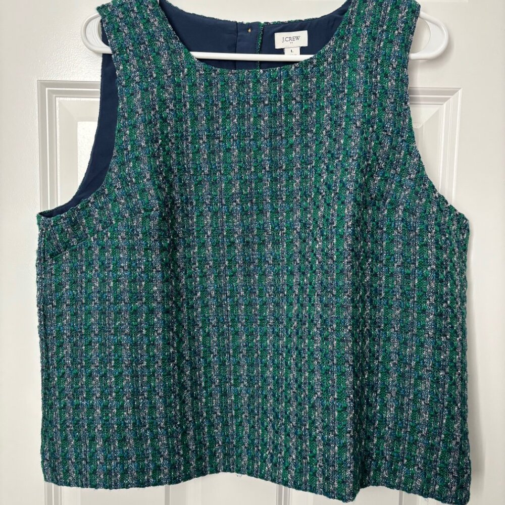 J. Crew Factory, Tweed button-back shell, Size Large, NWT - Picture 3 of 4